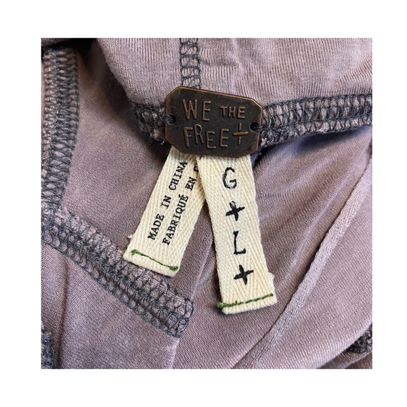 We The Free Foldover Edge Off The Shoulder Faded Mauve Blouse Size Large - Picture 6 of 8